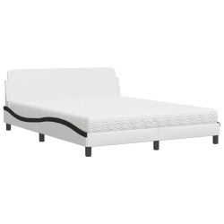 Lit avec matelas blanc et noir 160x200 cm similicuir 