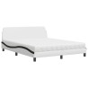 Lit avec matelas blanc et noir 160x200 cm similicuir 