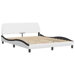 Lit avec matelas blanc et noir 160x200 cm similicuir 