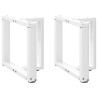 Pieds de table basse en T, 2 pièces, blanc, 50 x 25 x (42-43) cm, acier 