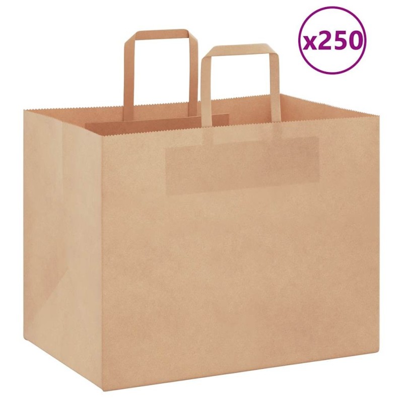 Sacs en papier 250 pcs avec poignées marron 32x22x24 cm 