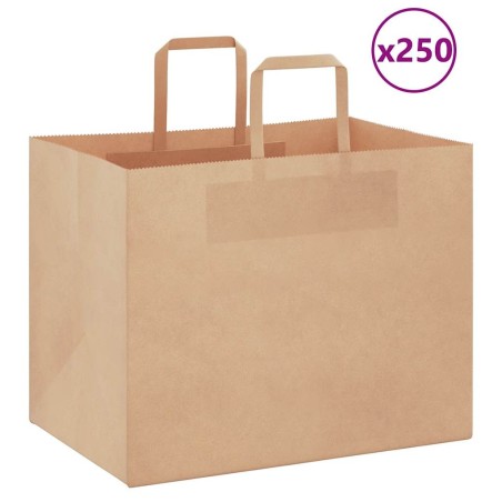 Sacs en papier 250 pcs avec poignées marron 32x22x24 cm 