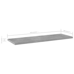 Panneaux de bibliothèque 4 pcs Gris béton 60x20x1,5cm Aggloméré 