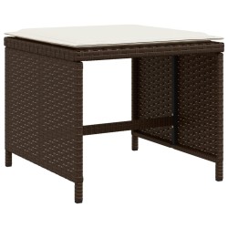 Ensemble à manger de jardin et coussins 9 pcs marron poly rotin 