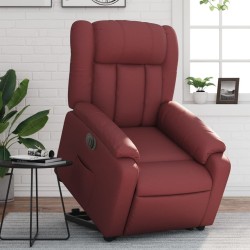 Fauteuil inclinable électrique rouge bordeaux similicuir 