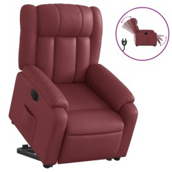 Fauteuil inclinable électrique rouge bordeaux similicuir 