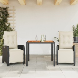 Ensemble à manger de jardin avec coussins 3 pcs Noir 