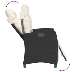 Ensemble à manger de jardin avec coussins 3 pcs Noir 