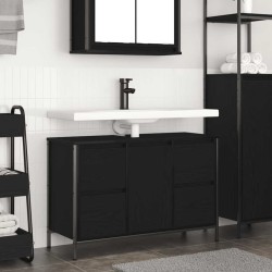 Meuble sous-vasque avec tiroirs chêne noir 90x34,5x60 cm 