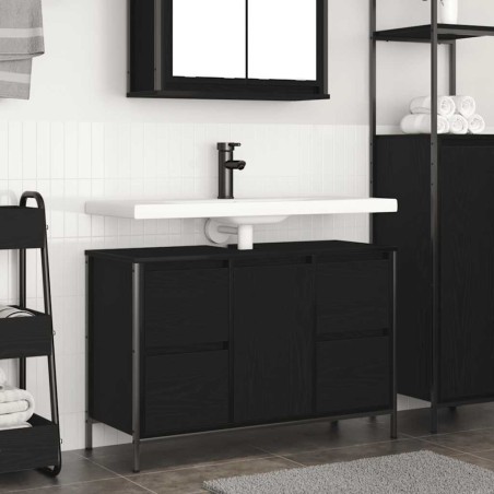 Meuble sous-vasque avec tiroirs chêne noir 90x34,5x60 cm 