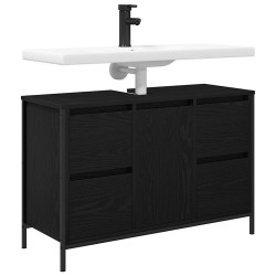 Meuble sous-vasque avec tiroirs chêne noir 90x34,5x60 cm 