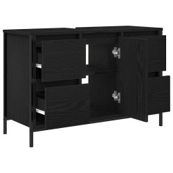 Meuble sous-vasque avec tiroirs chêne noir 90x34,5x60 cm 