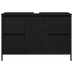 Meuble sous-vasque avec tiroirs chêne noir 90x34,5x60 cm 