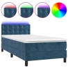 Sommier à lattes de lit avec matelas et LED Bleu foncé 90x200cm 