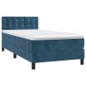 Sommier à lattes de lit avec matelas et LED Bleu foncé 90x200cm 