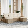 Salon de jardin avec coussins 6 pcs beige résine tressée 