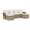 Salon de jardin avec coussins 6 pcs beige résine tressée 