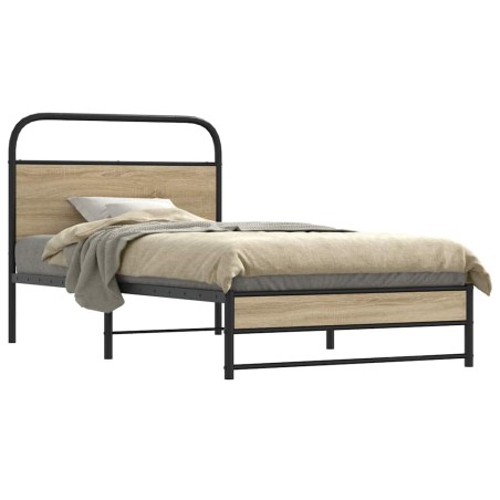 Cadre de lit sans matelas 107x203 cm chêne fumé bois ingénierie 