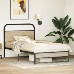 Cadre de lit sans matelas 107x203 cm chêne fumé bois ingénierie 