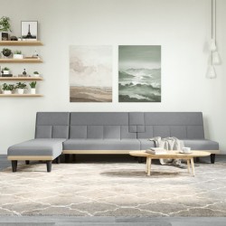 Canapé-lit en forme de L gris clair 255x140x70 cm tissu 