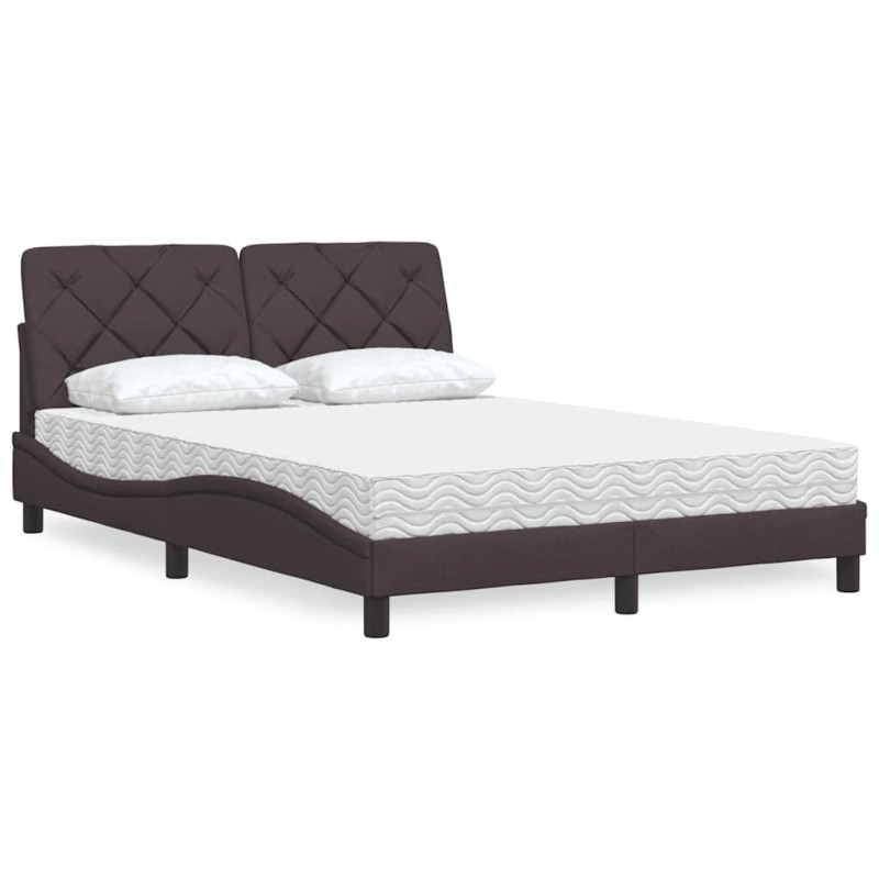 Lit avec matelas marron foncé 120x200 cm tissu 