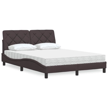 Lit avec matelas marron foncé 120x200 cm tissu 