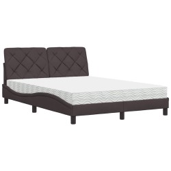 Lit avec matelas marron foncé 120x200 cm tissu 