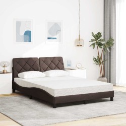 Lit avec matelas marron foncé 120x200 cm tissu 