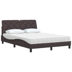 Lit avec matelas marron foncé 120x200 cm tissu 
