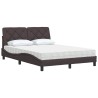 Lit avec matelas marron foncé 120x200 cm tissu 