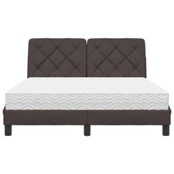 Lit avec matelas marron foncé 120x200 cm tissu 