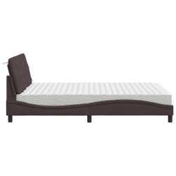 Lit avec matelas marron foncé 120x200 cm tissu 