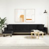 Canapé-lit en forme de L noir 275x140x70 cm tissu 
