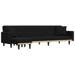 Canapé-lit en forme de L noir 275x140x70 cm tissu 