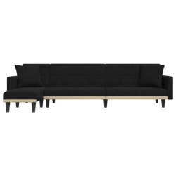 Canapé-lit en forme de L noir 275x140x70 cm tissu 
