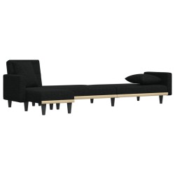 Canapé-lit en forme de L noir 275x140x70 cm tissu 