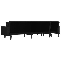 Canapé-lit en forme de L noir 275x140x70 cm tissu 