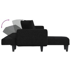 Canapé-lit en forme de L noir 275x140x70 cm tissu 