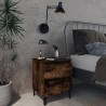 Tables de chevet pieds en métal 2 pcs Chêne fumé 40x35x50 cm 