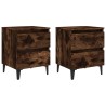 Tables de chevet pieds en métal 2 pcs Chêne fumé 40x35x50 cm 