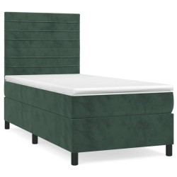 Sommier à lattes de lit avec matelas Vert foncé 90x190 cm 