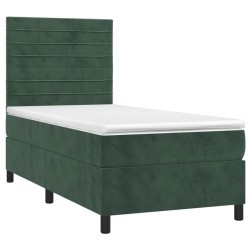 Sommier à lattes de lit avec matelas Vert foncé 90x190 cm 
