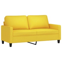 Ensemble de canapés 2 pcs avec coussins Jaune clair Tissu 