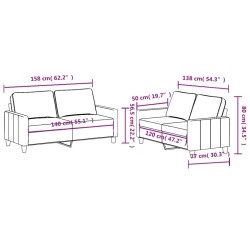Ensemble de canapés 2 pcs avec coussins Jaune clair Tissu 