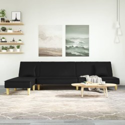 Canapé-lit en forme de L noir 255x140x70 cm tissu 