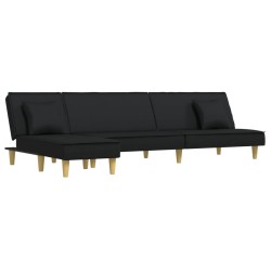 Canapé-lit en forme de L noir 255x140x70 cm tissu 
