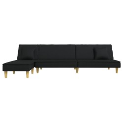 Canapé-lit en forme de L noir 255x140x70 cm tissu 