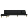 Canapé-lit en forme de L noir 255x140x70 cm tissu 
