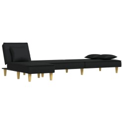 Canapé-lit en forme de L noir 255x140x70 cm tissu 