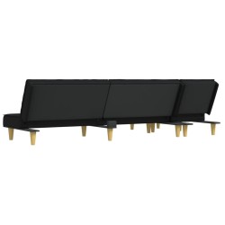 Canapé-lit en forme de L noir 255x140x70 cm tissu 